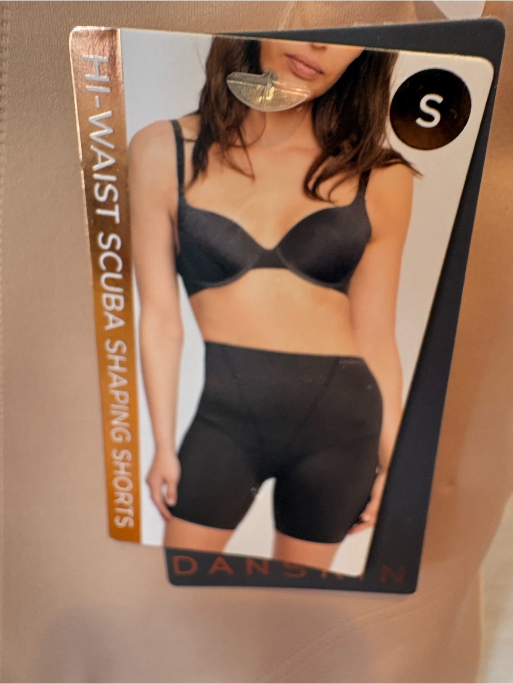 2 Danskin Women’s Hi-Waist Scuba Shaping Shorts— Nude and Black Size Small - Picture 5 of 6